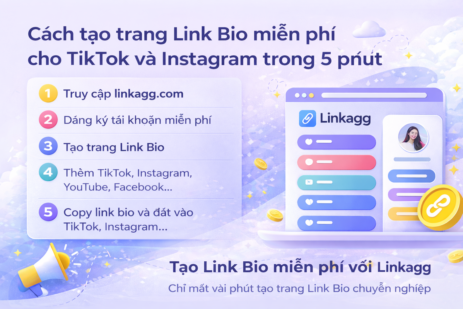 Cách tạo trang Link Bio miễn phí cho TikTok và Instagram trong 5 phút
