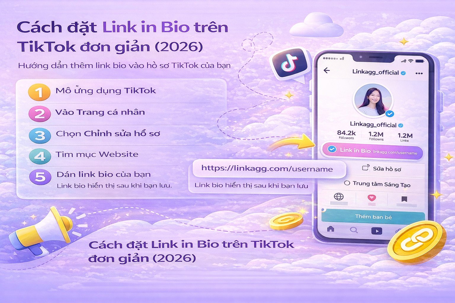 Cách đặt Link in Bio trên TikTok đơn giản (2026)