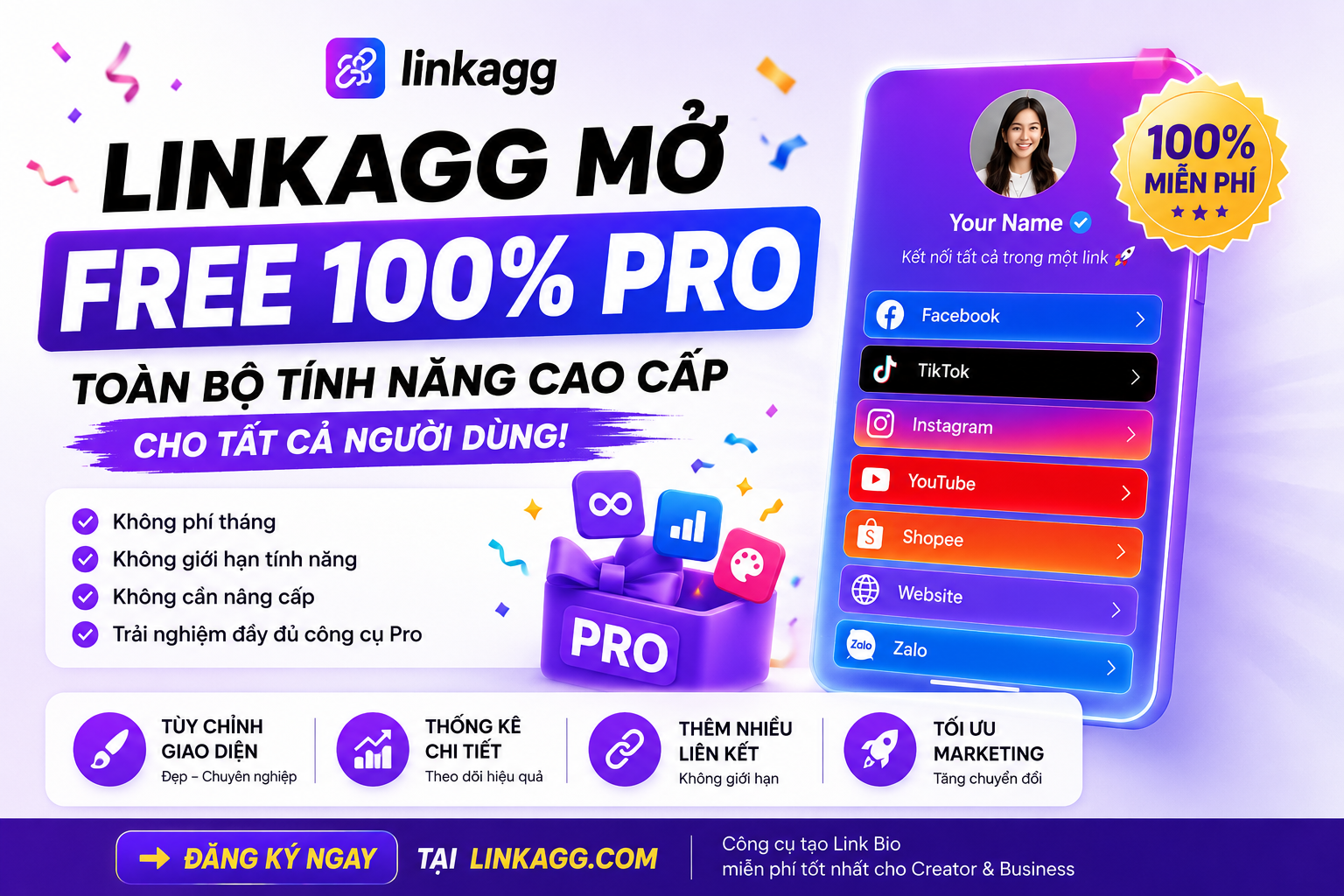 Linkagg Chính Thức Mở Miễn Phí Toàn Bộ Tính Năng Pro Cho Tất Cả Người Dùng